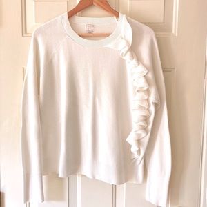 a new day 100% Cotton Vertical Ruffle Accent Scoop Neck Sweater